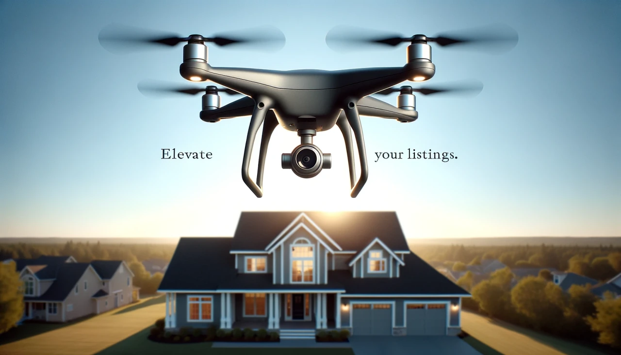 Elevate your listings: a drone above a home at sunset