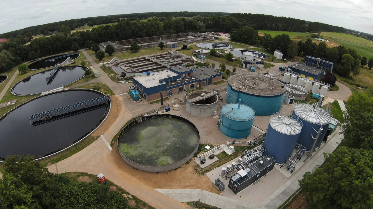 Aerial view of a water treatment facility