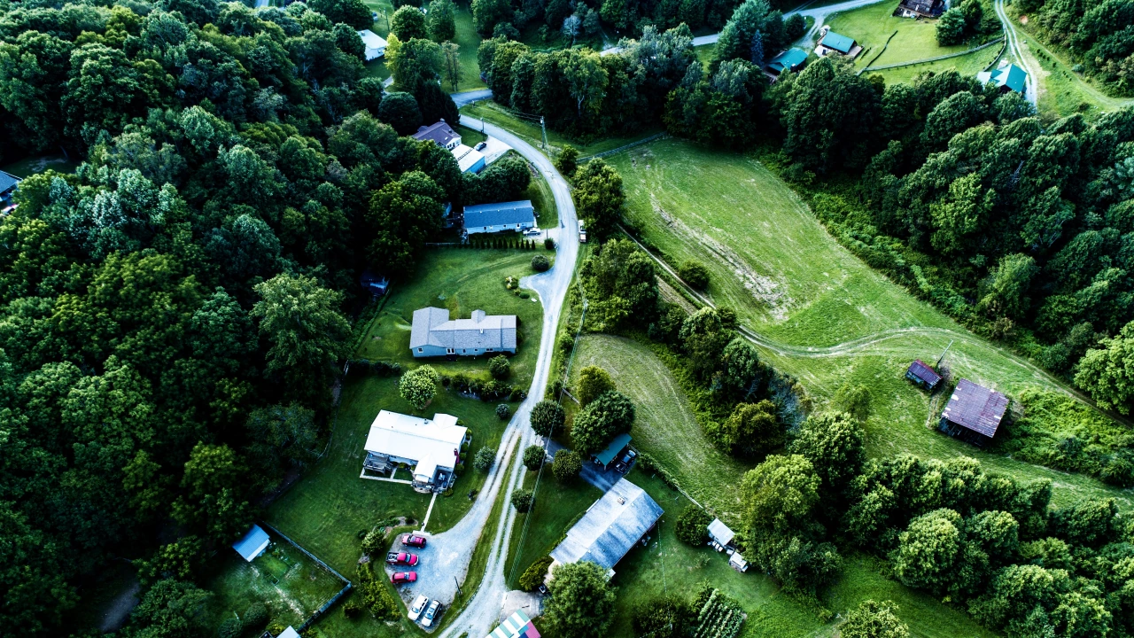 Bird’s-eye view of a village